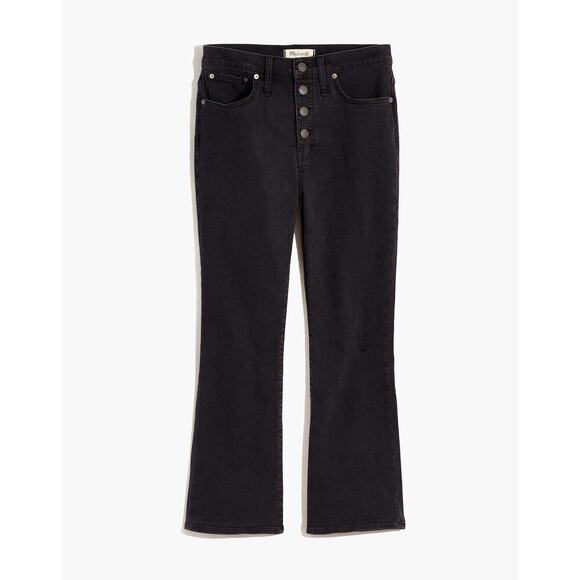Madewell Cali Demi Boot Jeans Bellspring Wash Button Front Black Size 27 - Picture 2 of 10